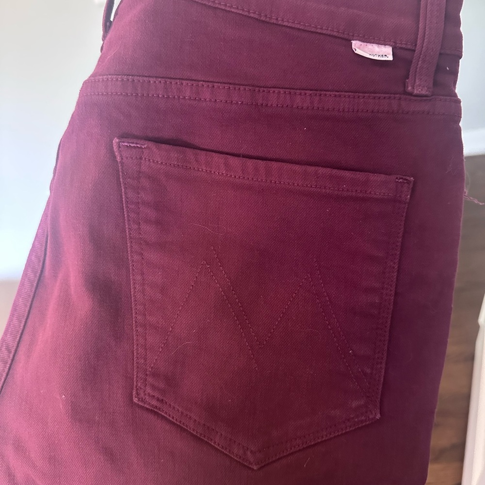 MOTHER Straight Leg Jeans in Burgundy - Picture 7 of 11